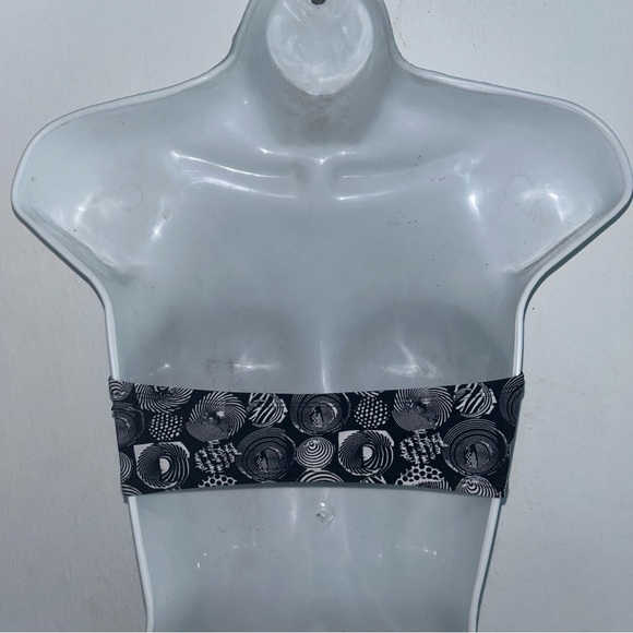 Volcom S Bandeau Bikini Bra Logo Top Black White - Picture 2 of 6